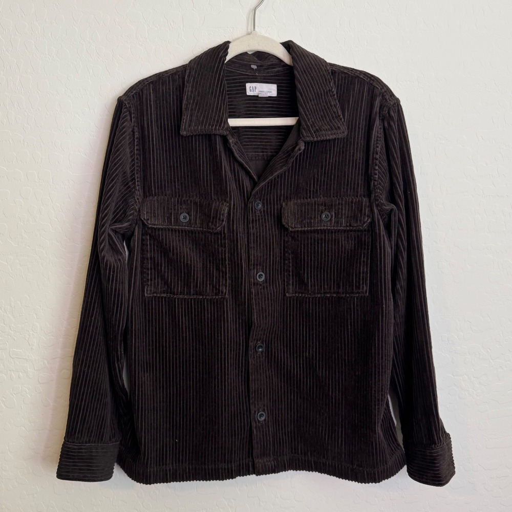 Gap Women 100% Cotton Corduroy Overshirt XS Brown Button Up Shacket Layer Fall